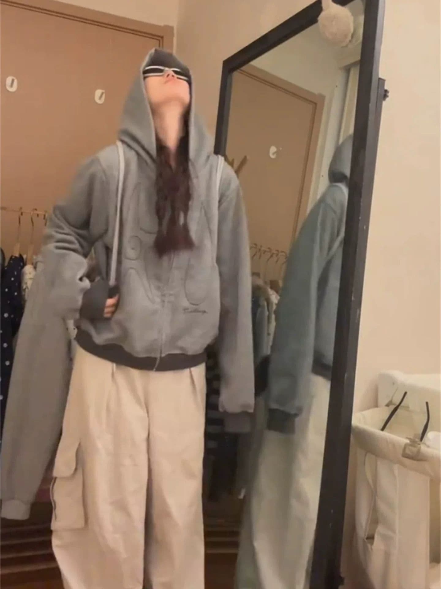얇은 스타일 털이 있는 자수 순수한 Mianhua 면 복합 후드티 여성 상세 이미지 5