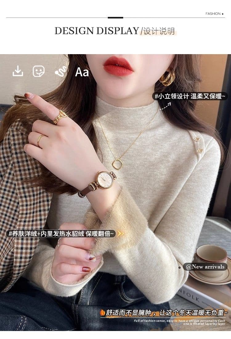 털이 있고 두꺼운 하나 플러시 스웨터 기본 셔츠 여성 가을 겨울 2026 새로운 외국 가스 인사이드 가져 가라. 디자인 센스 작은 대중 맨위 상세 이미지 4