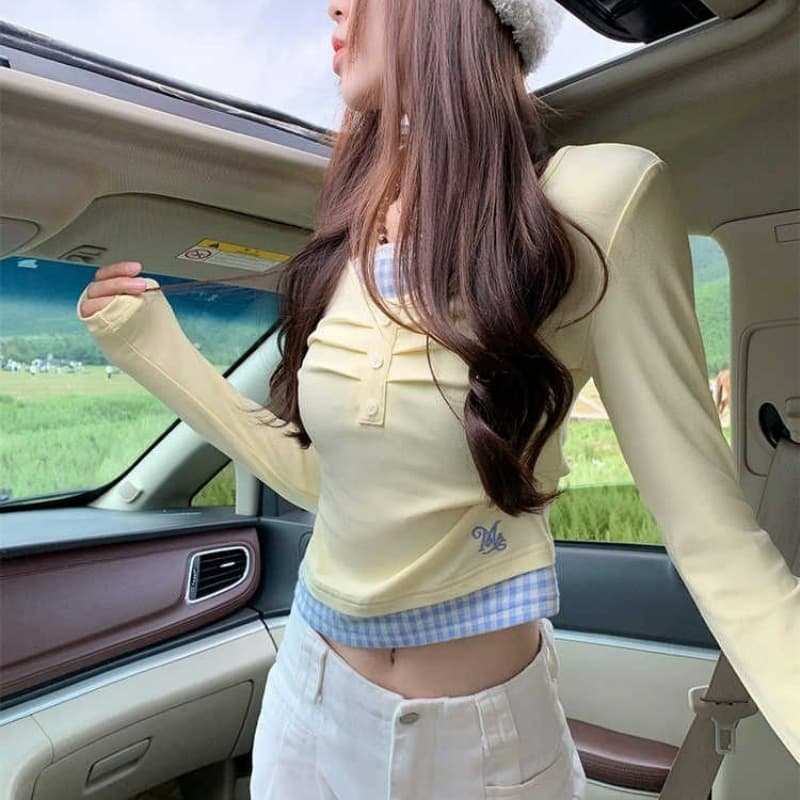 2 2 260 그램 사람들 면 모달 아메리칸 달콤한 매운맛 페이크 레이어드 디자인 센스 긴팔 긍정적 인 어깨 작은 대중 맨위 이미지 5