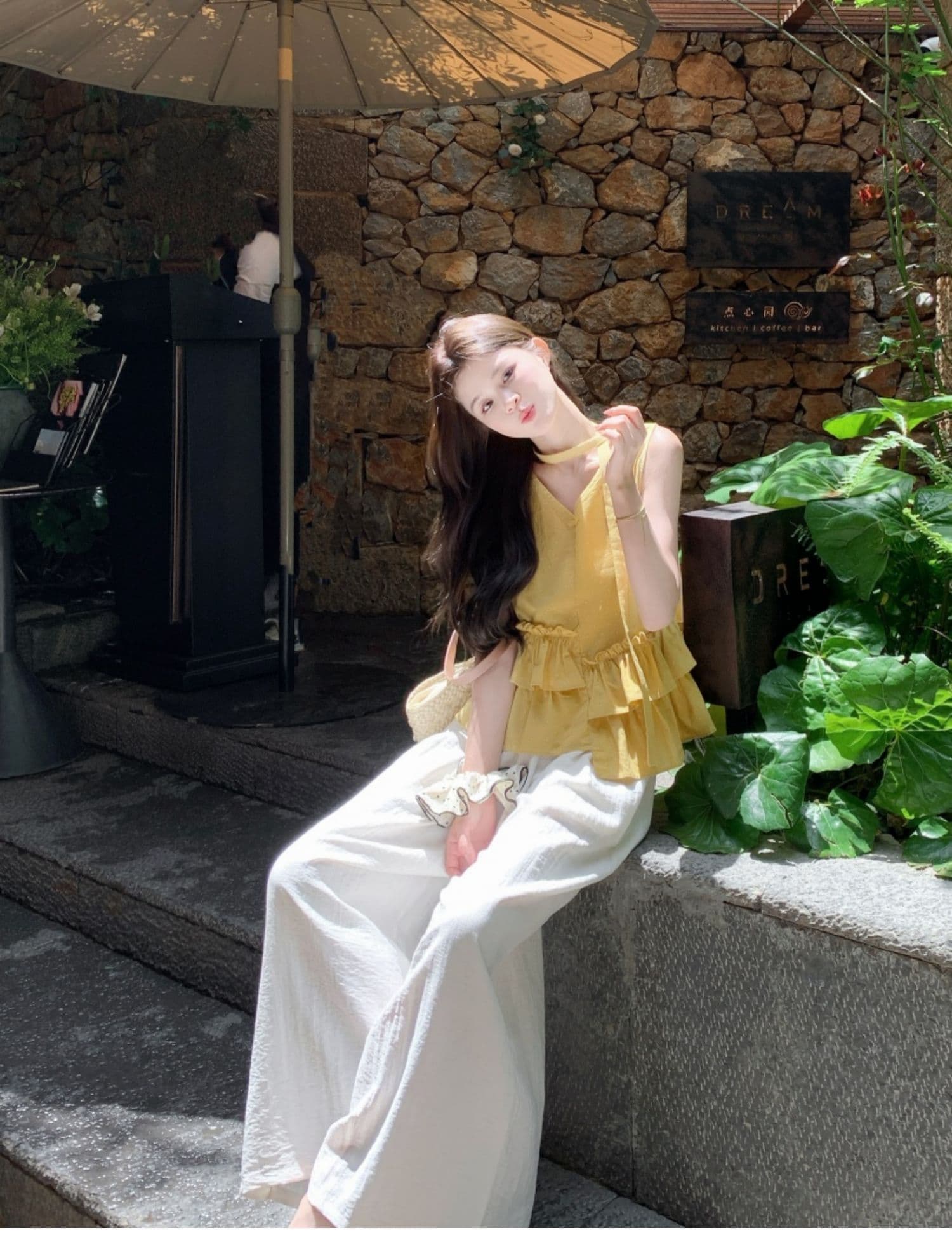 원본 원단 톰 글 래 원인 블루 민소매 맨위 여성 여름 아마 고급 센스 도파민 착용 가져 가라. 밝은 조끼 티셔츠 상세 이미지 7