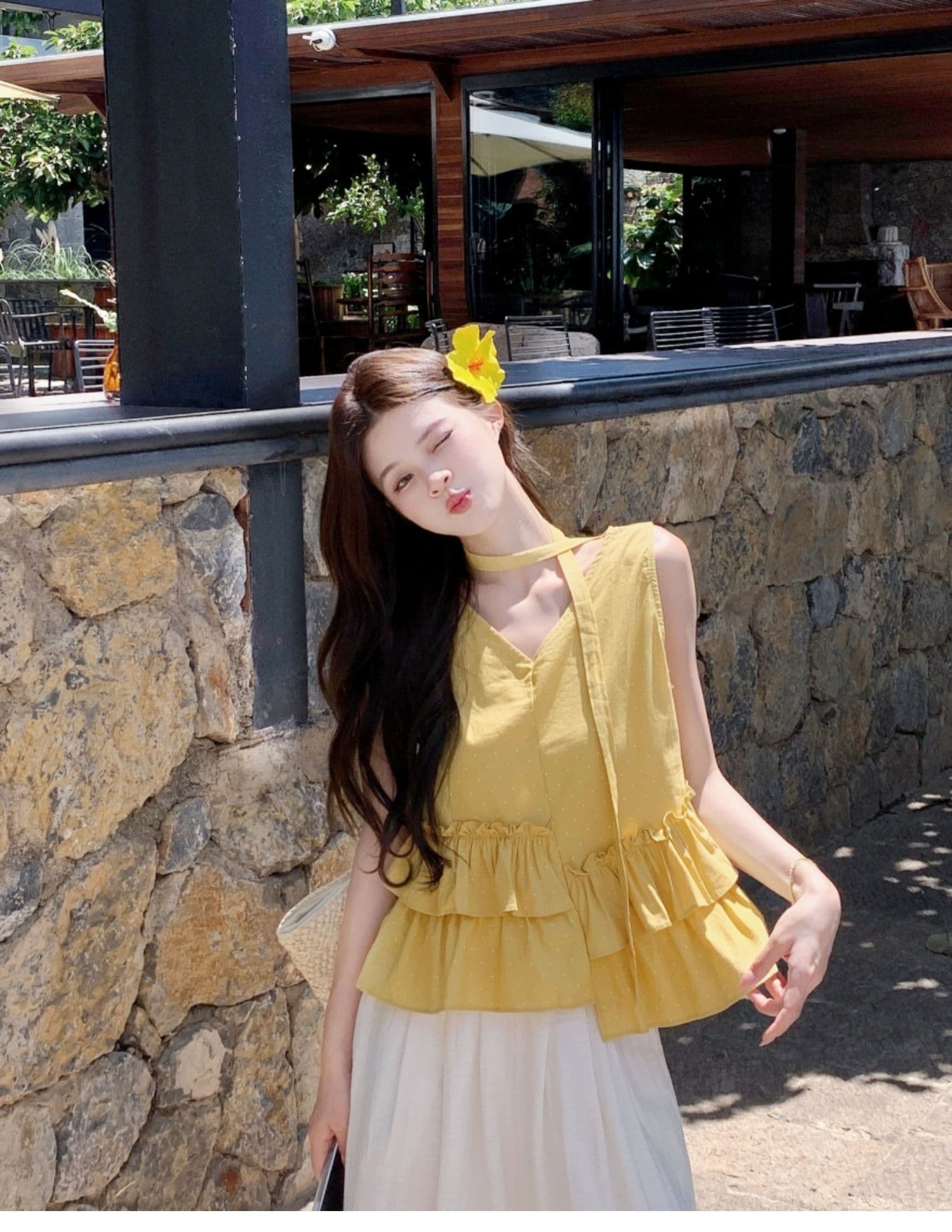 원본 원단 톰 글 래 원인 블루 민소매 맨위 여성 여름 아마 고급 센스 도파민 착용 가져 가라. 밝은 조끼 티셔츠 상세 이미지 8