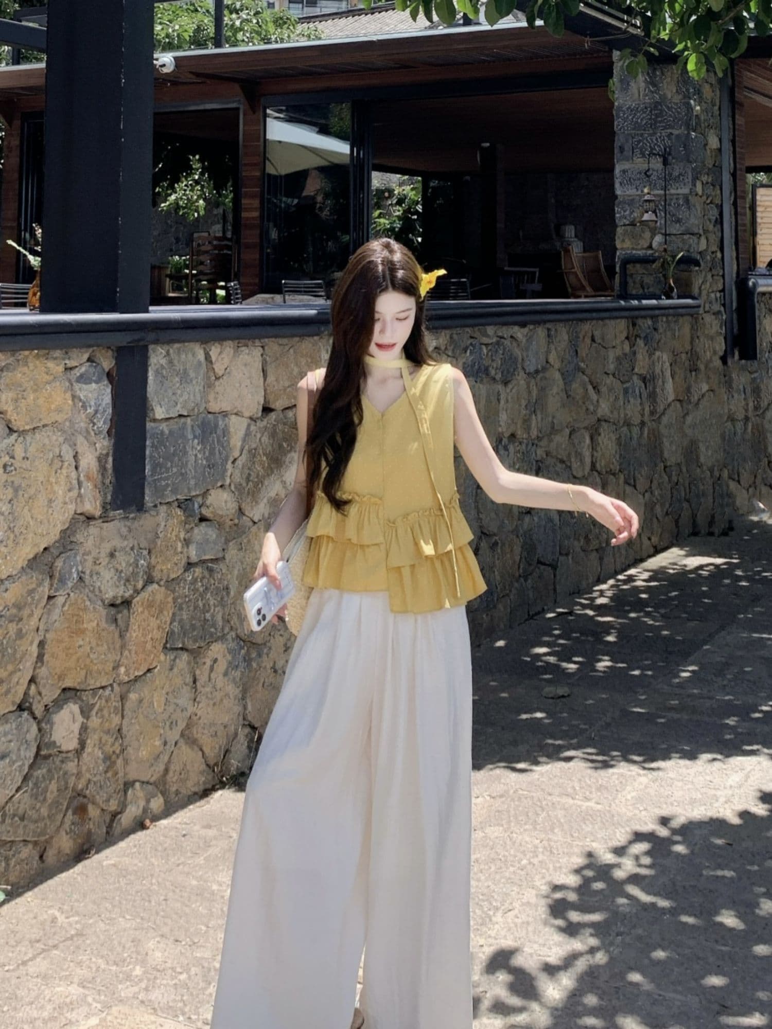 원본 원단 톰 글 래 원인 블루 민소매 맨위 여성 여름 아마 고급 센스 도파민 착용 가져 가라. 밝은 조끼 티셔츠 상세 이미지 15