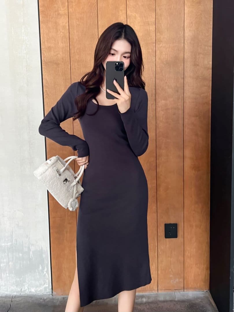 가을 품격 몸매 가꾸기 여성 드레스 롱 코트 허리 수축 슬림해 보이는 트임 타이트 스커트 순수한 욕망 핫걸 만나는 작은 검은 드레스 상세 이미지 6
