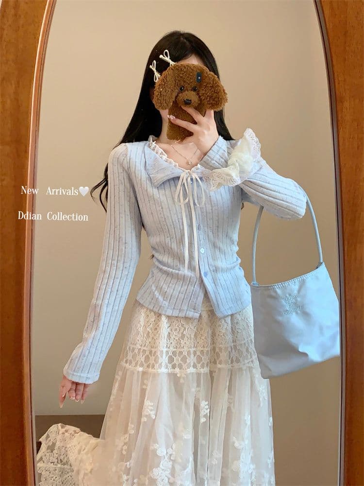 원본 원단 한 부서 레이스 측면 페이크 레이어드 긴팔 티셔츠 여성 가을 겨울 bm 바람 구덩이 기사 기본 셔츠 긍정적 인 어깨 의류