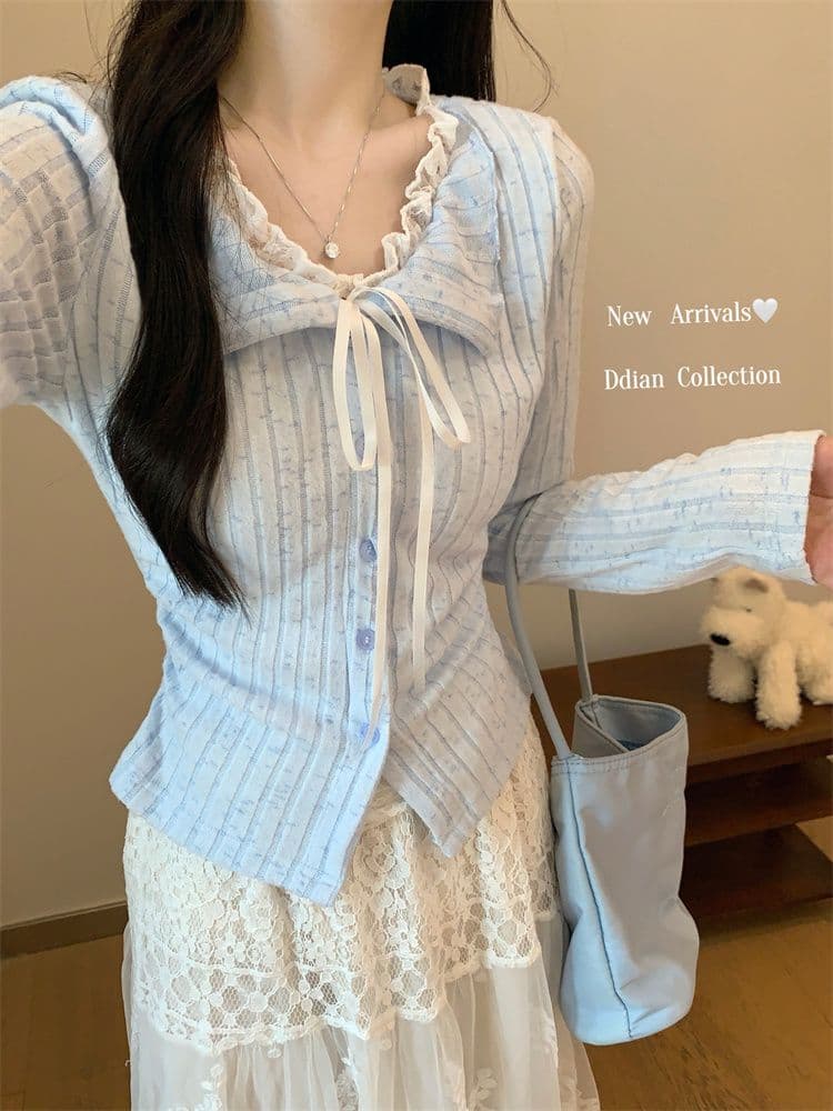 원본 원단 한 부서 레이스 측면 페이크 레이어드 긴팔 티셔츠 여성 가을 겨울 bm 바람 구덩이 기사 기본 셔츠 긍정적 인 어깨 의류 상세 이미지 6