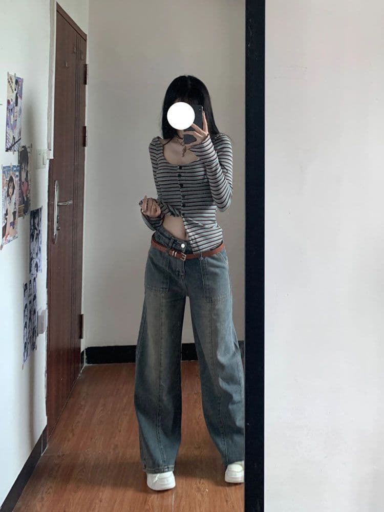 De 플러시 원단 흔들어서 톤 주간 고양이 품질 긴팔 티셔츠 가을 인사이드 가져 가라. 기본 셔츠 허리 수축 몸매 가꾸기 쇼트 스타일 맨위 상세 이미지 6