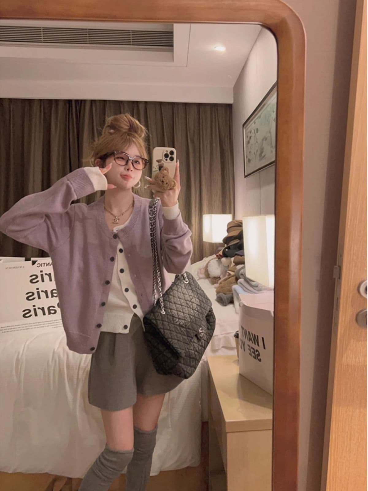 달콤한 스타일 miu 부서 페이크 레이어드 배색 니트 오픈 가디건 여성 가을 겨울 한 부서 몸매 가꾸기 부드러운 찹쌀 세련된 다용도 맨위 이미지 2