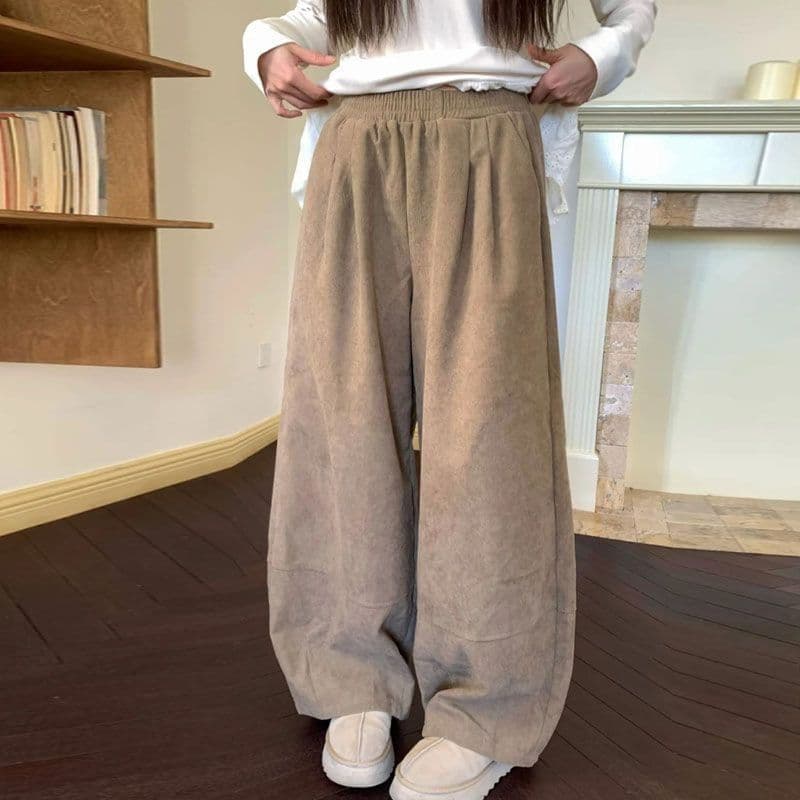 털이 있는 코듀로이 폭발 레트로 느긋한 바람 야마모토 바지 구덩이 기사 펌프 Pleat 루즈핏 캐주얼 바지