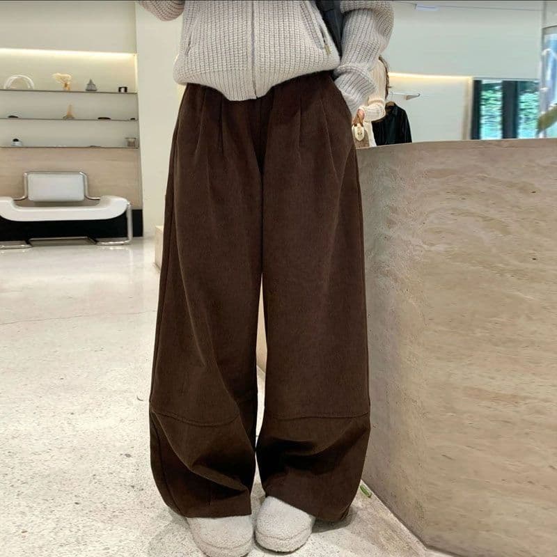 털이 있는 코듀로이 폭발 레트로 느긋한 바람 야마모토 바지 구덩이 기사 펌프 Pleat 루즈핏 캐주얼 바지 상세 이미지 12