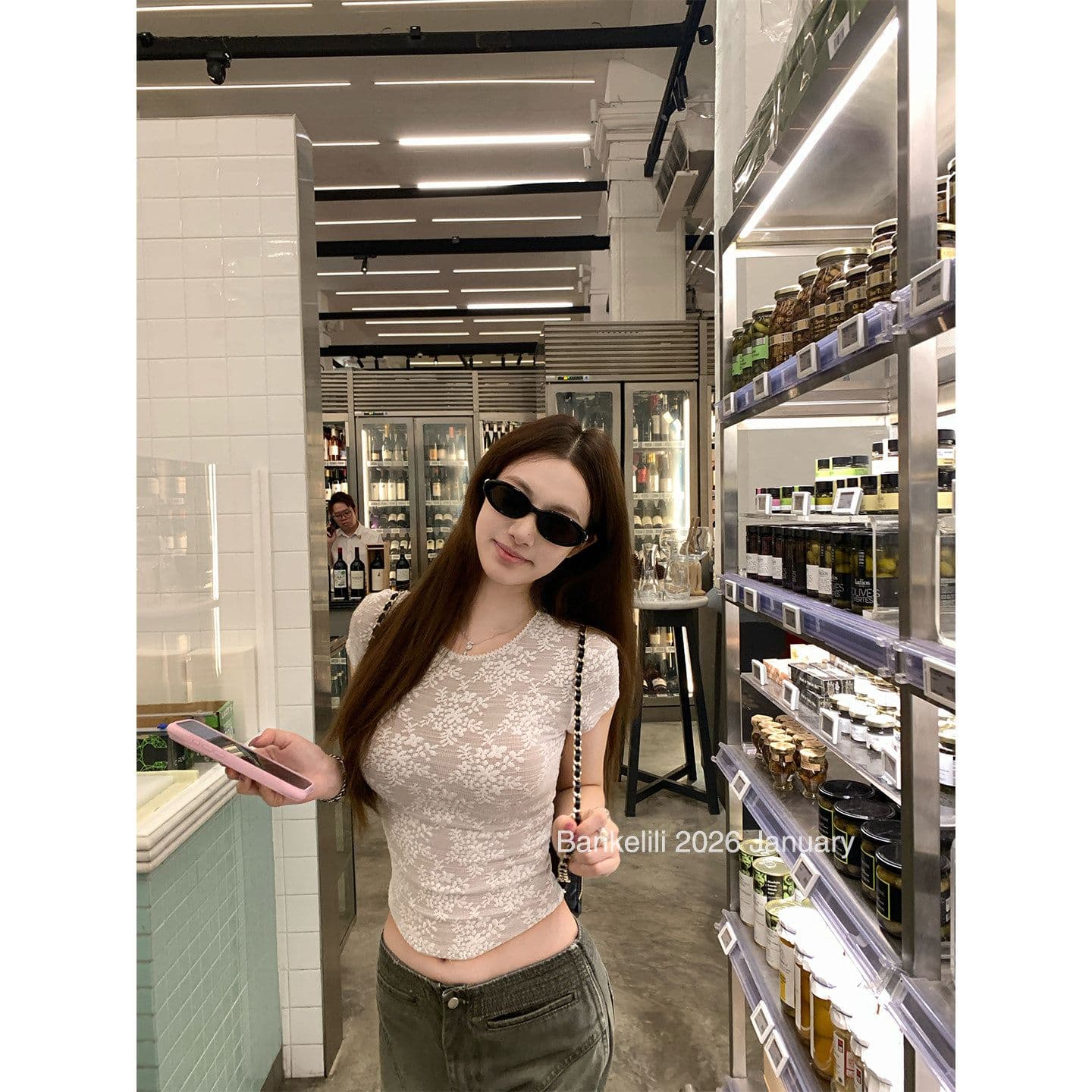 원본 레이스 플러스 물 속에서 부드러운 향기로운 lace 산소 아름다움 순수한 욕망 바람 레이스 티셔츠 캐미솔 이미지 4