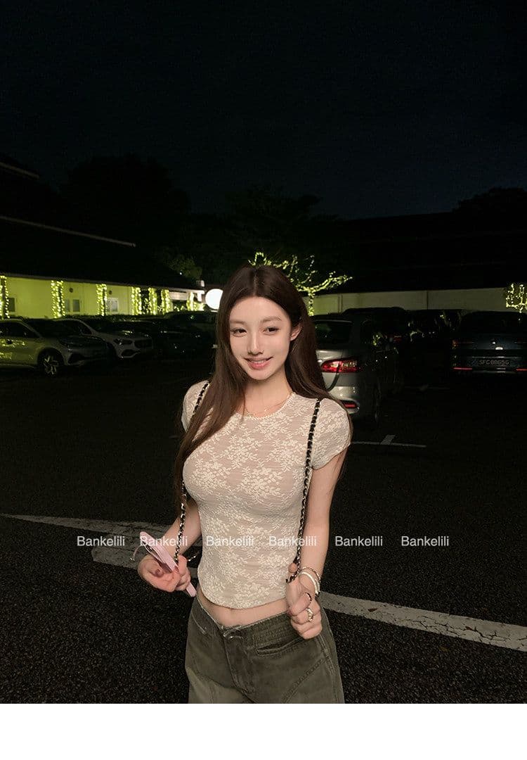 원본 레이스 플러스 물 속에서 부드러운 향기로운 lace 산소 아름다움 순수한 욕망 바람 레이스 티셔츠 캐미솔 상세 이미지 54