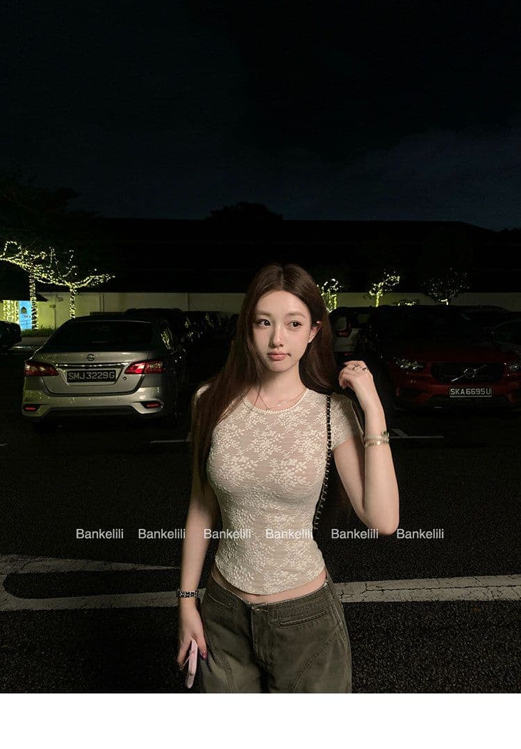 원본 레이스 플러스 물 속에서 부드러운 향기로운 lace 산소 아름다움 순수한 욕망 바람 레이스 티셔츠 캐미솔 상세 이미지 55