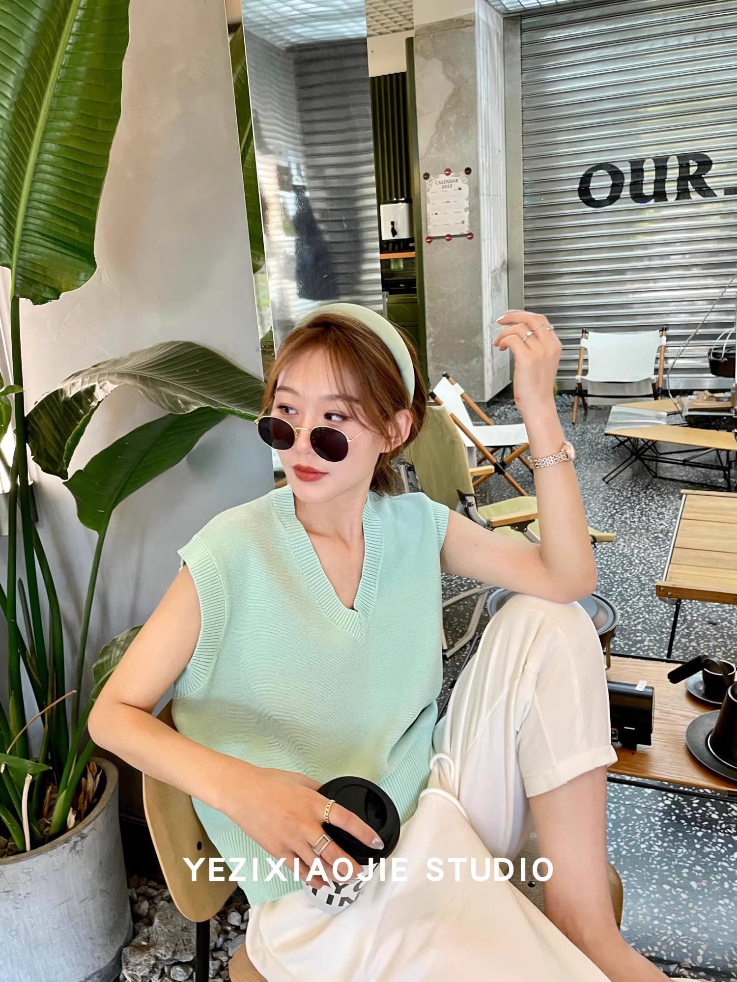 핑크색 니트 조끼 여자 루즈핏 여름 스택 착용 어깨 외출용 쇼트 스타일 민소매 조끼 슬림해 보이는 표지 고기 맨위 상세 이미지 50
