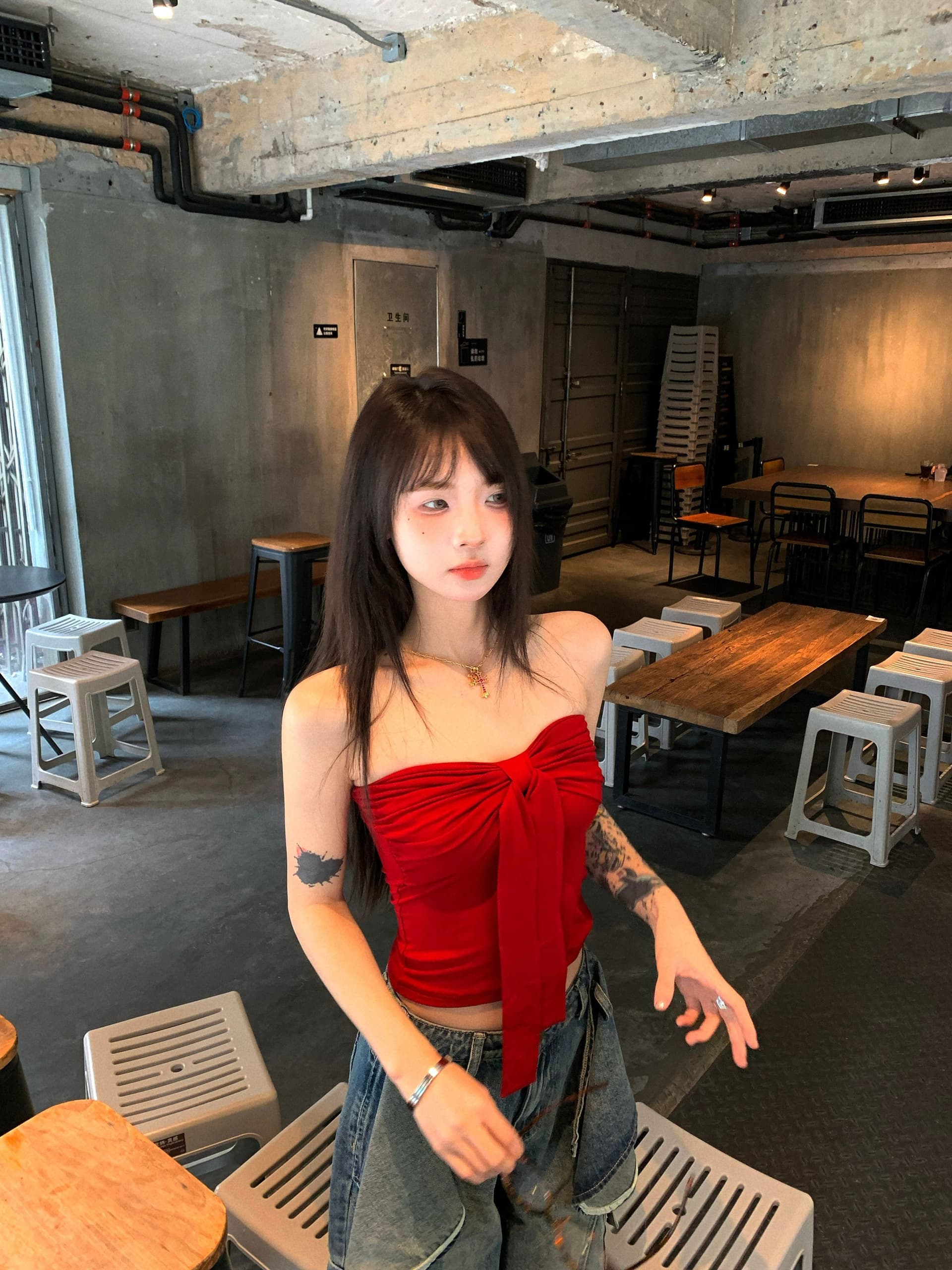 사람들 면 나비 넥타이 튜브탑 조끼 여성 여름 순수한 욕망 바람 포장 가슴 안쪽 가져 가라. 빨간색 달콤한 핫걸 맨위 상세 이미지 7
