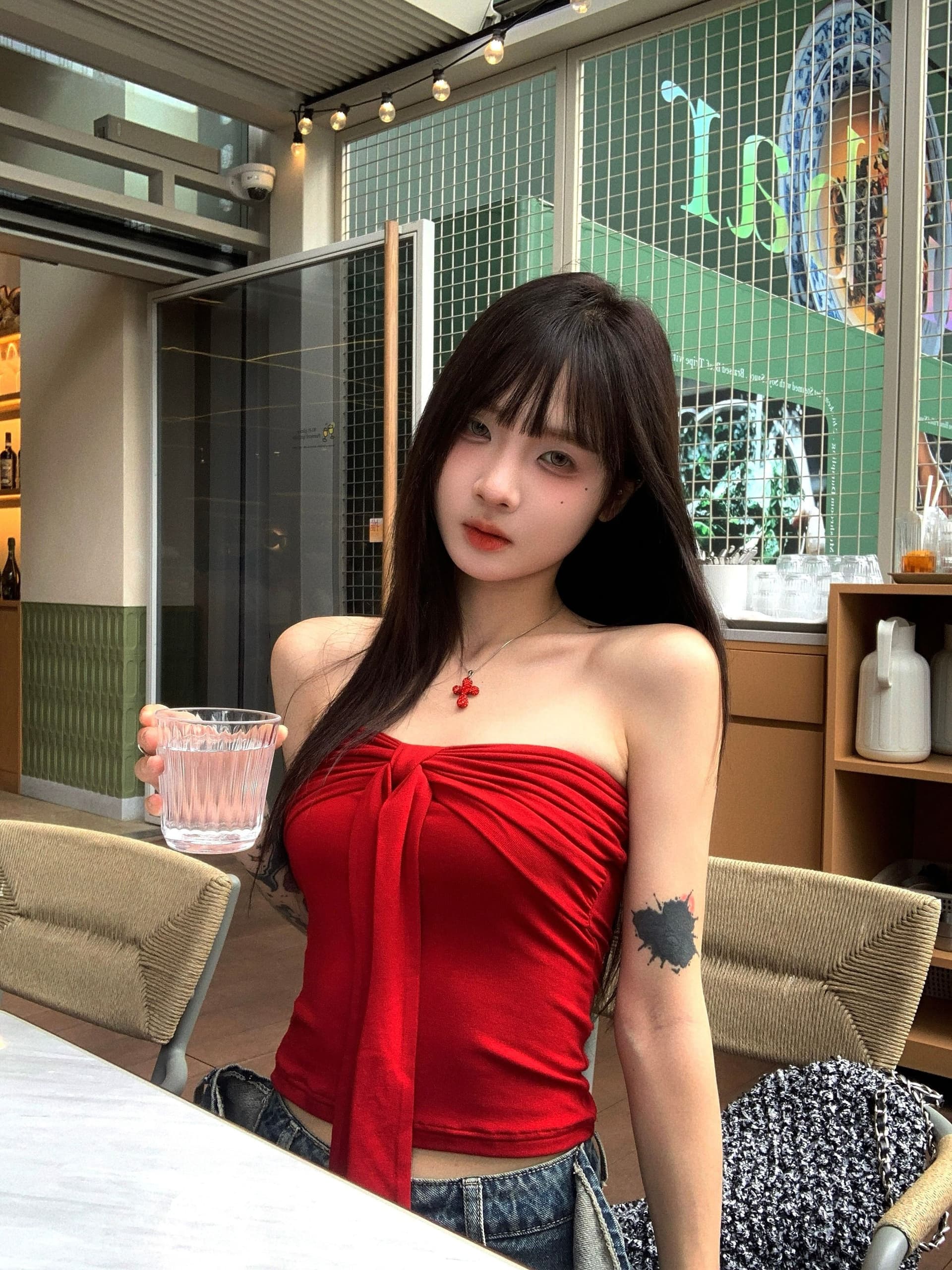 사람들 면 나비 넥타이 튜브탑 조끼 여성 여름 순수한 욕망 바람 포장 가슴 안쪽 가져 가라. 빨간색 달콤한 핫걸 맨위 상세 이미지 10