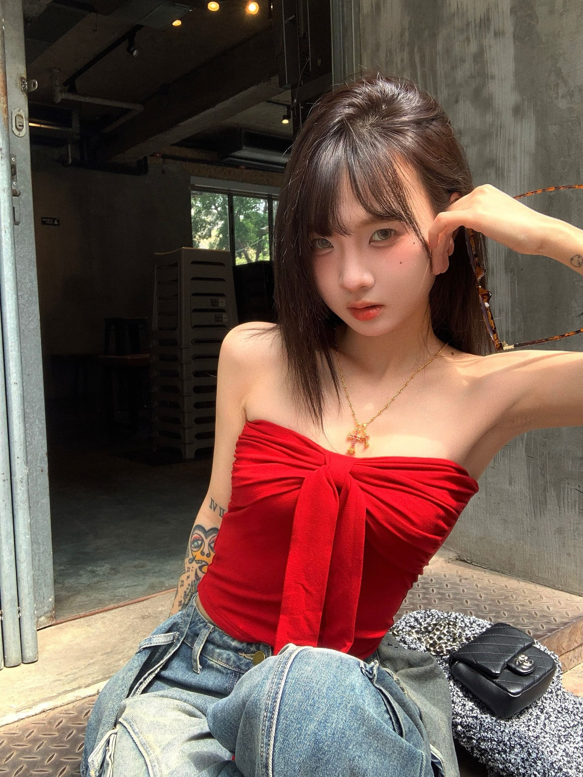사람들 면 나비 넥타이 튜브탑 조끼 여성 여름 순수한 욕망 바람 포장 가슴 안쪽 가져 가라. 빨간색 달콤한 핫걸 맨위 상세 이미지 12