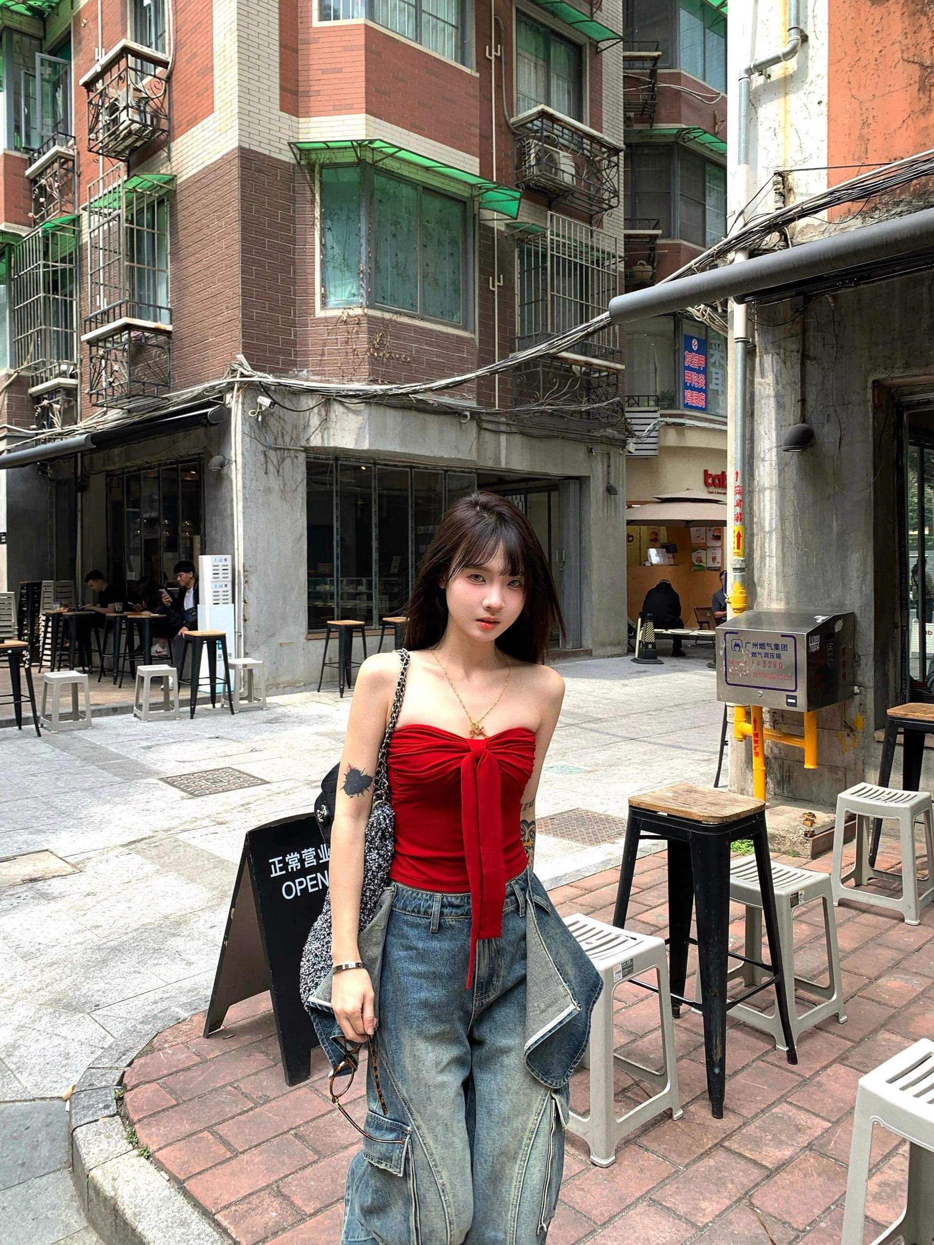 사람들 면 나비 넥타이 튜브탑 조끼 여성 여름 순수한 욕망 바람 포장 가슴 안쪽 가져 가라. 빨간색 달콤한 핫걸 맨위 상세 이미지 13