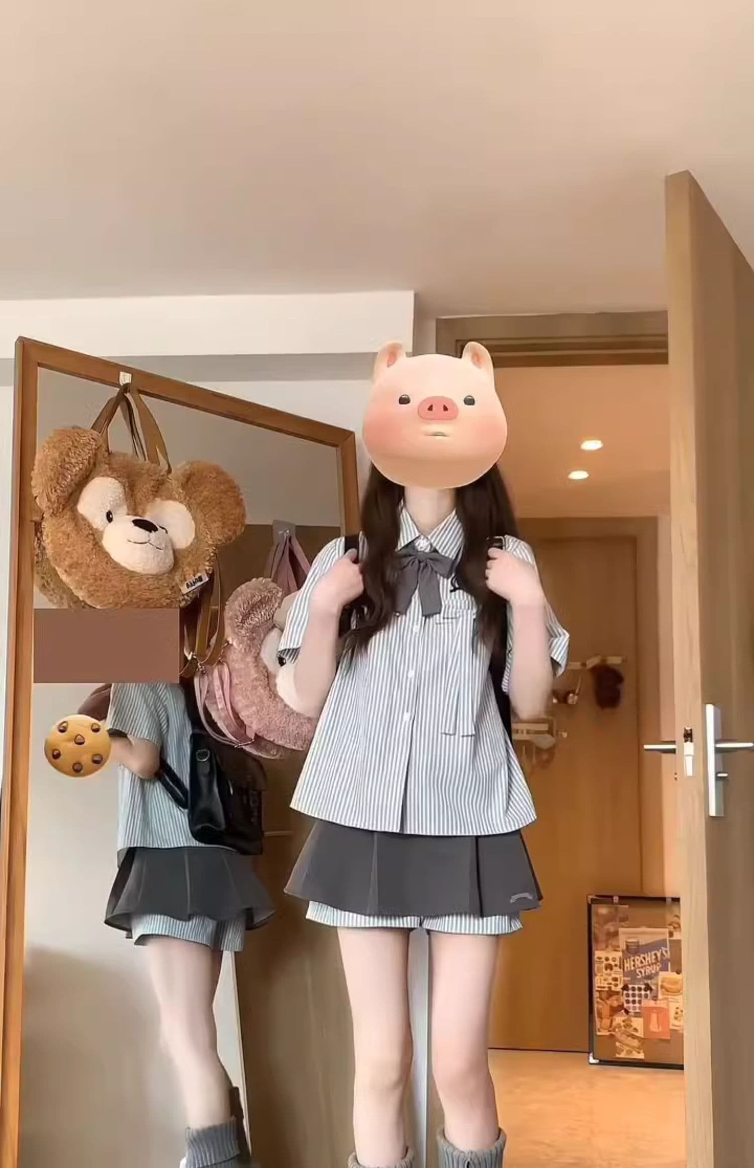 여름 새로운 패션 작은 키 착용 가져 가라. 스트라이프 반팔 셔츠 플리츠 미니 스커트 연령 감소 학원 스타일 투피스 슈트 상세 이미지 13