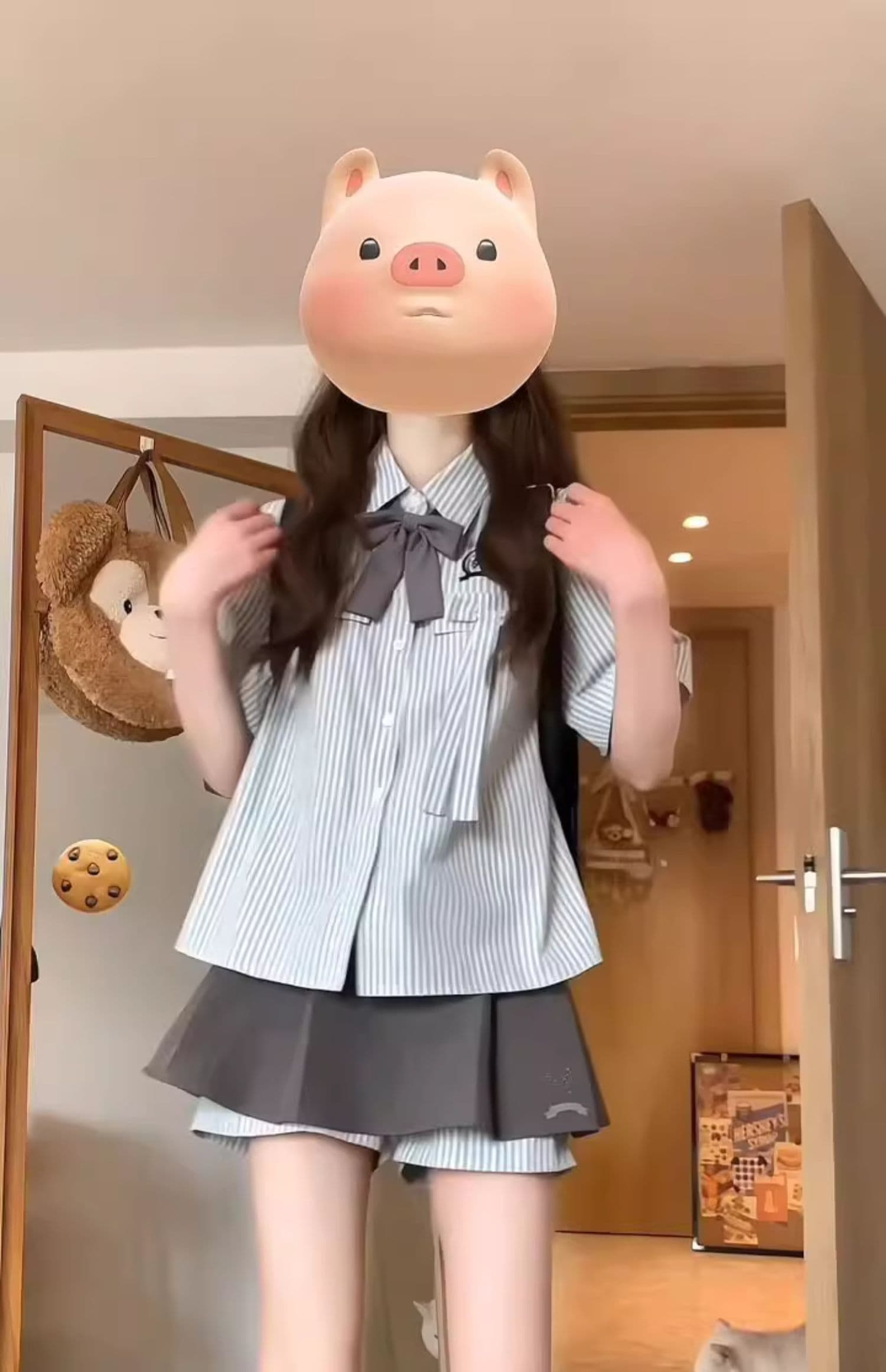 여름 새로운 패션 작은 키 착용 가져 가라. 스트라이프 반팔 셔츠 플리츠 미니 스커트 연령 감소 학원 스타일 투피스 슈트 상세 이미지 14