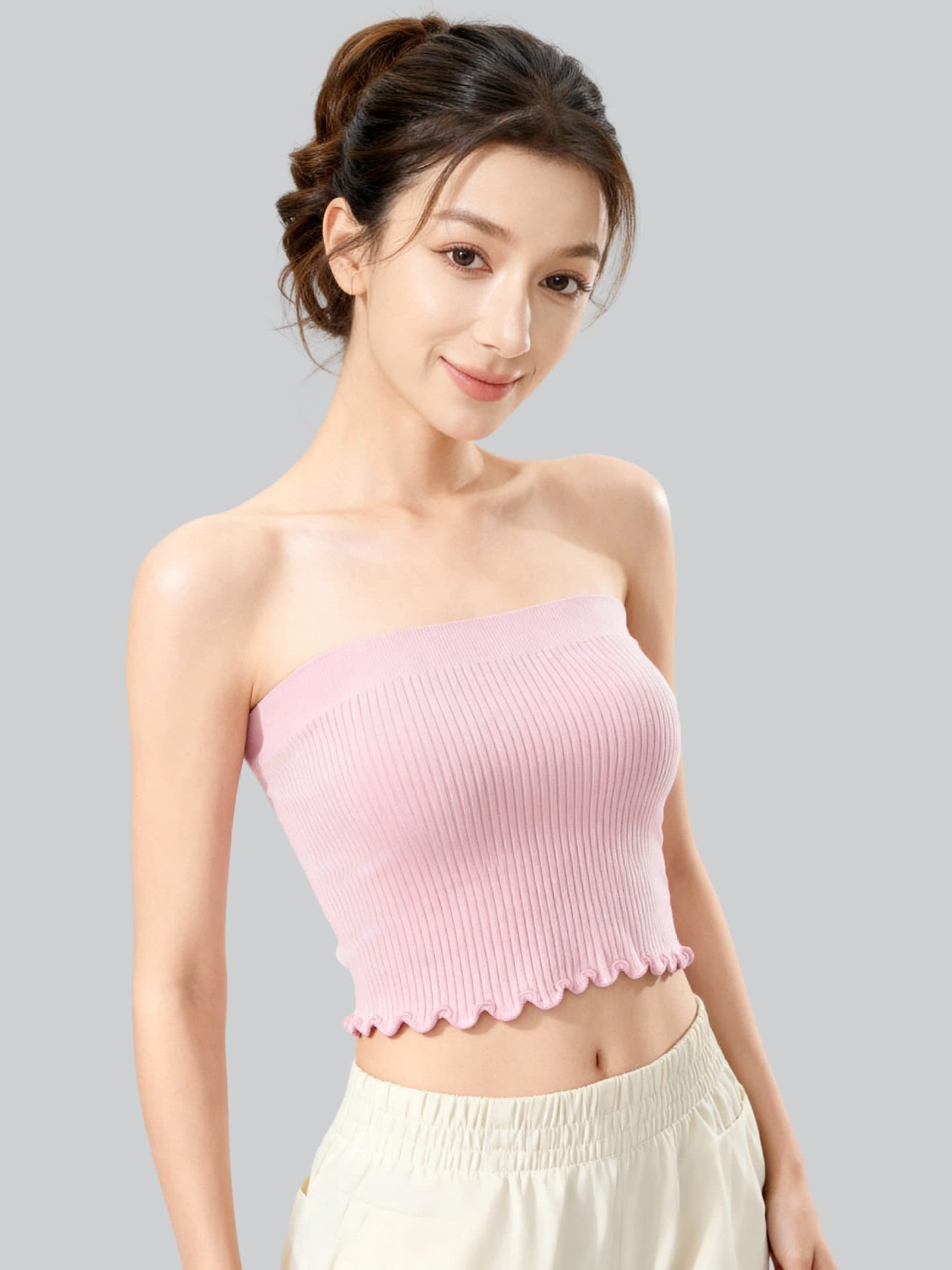 섹시한 아름다움 뒤로 튜브탑 구덩이 기사 슬림해 보이는 운동 속옷 노출 방지 인사이드 가져 가라. 만나는 어깨끈 없음 타이트 포장 가슴 여성 이미지 4
