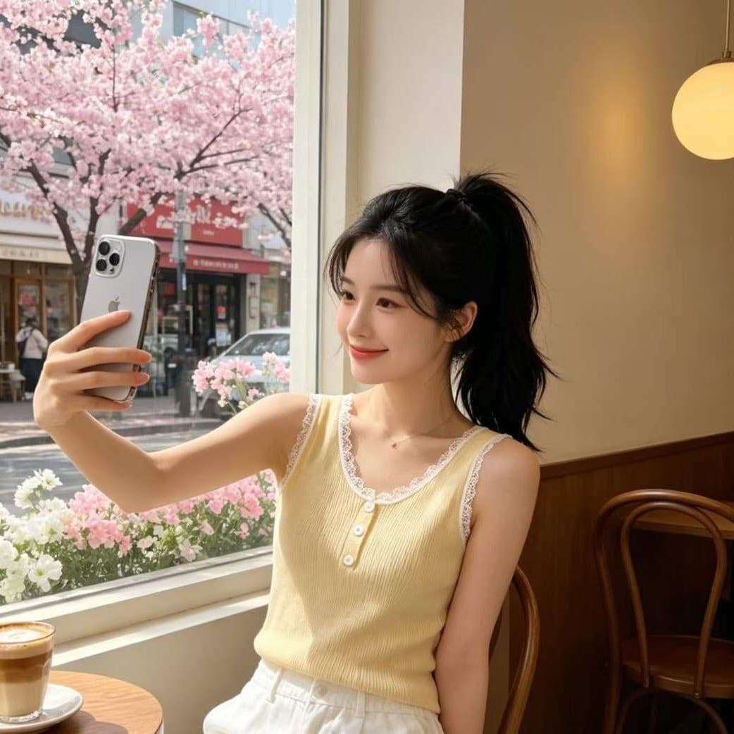 2026 년 여름 새로운 디자인 센스 달콤함 패션 u 칼라 레이스 구덩이 기사 슬림해 보이는 다용도 풀오버 조끼 이미지 3
