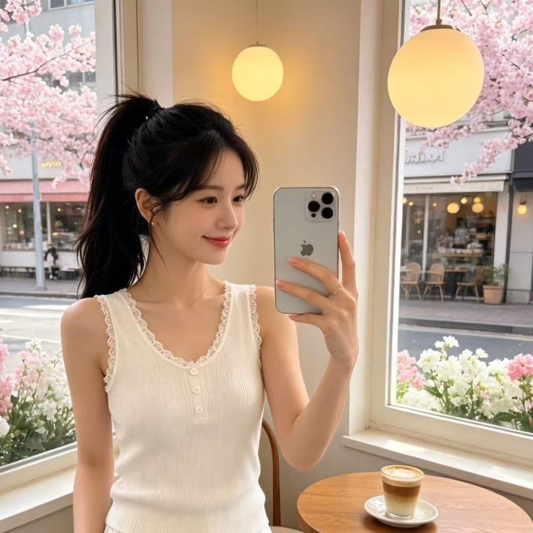 2026 년 여름 새로운 디자인 센스 달콤함 패션 u 칼라 레이스 구덩이 기사 슬림해 보이는 다용도 풀오버 조끼 상세 이미지 5