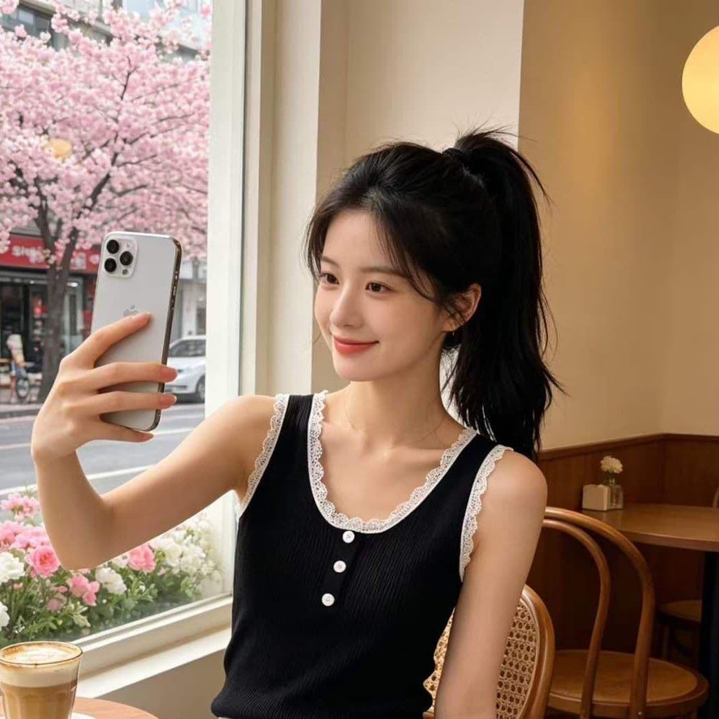 2026 년 여름 새로운 디자인 센스 달콤함 패션 u 칼라 레이스 구덩이 기사 슬림해 보이는 다용도 풀오버 조끼 상세 이미지 6