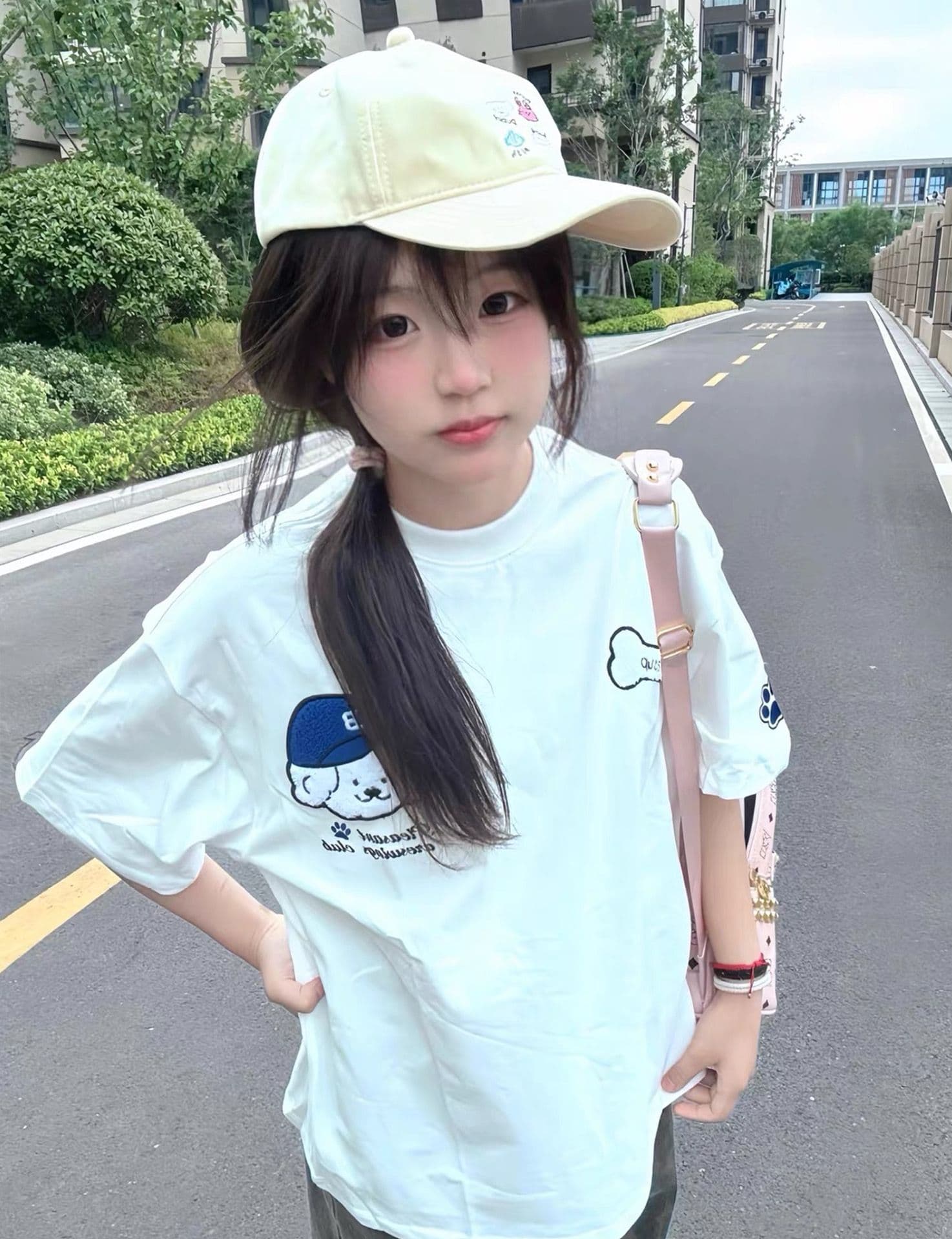 마술 막대기 자수 네리 가게 천 순면 220 그램 빗질하다 닫기 반팔 티셔츠 여성 이미지 4