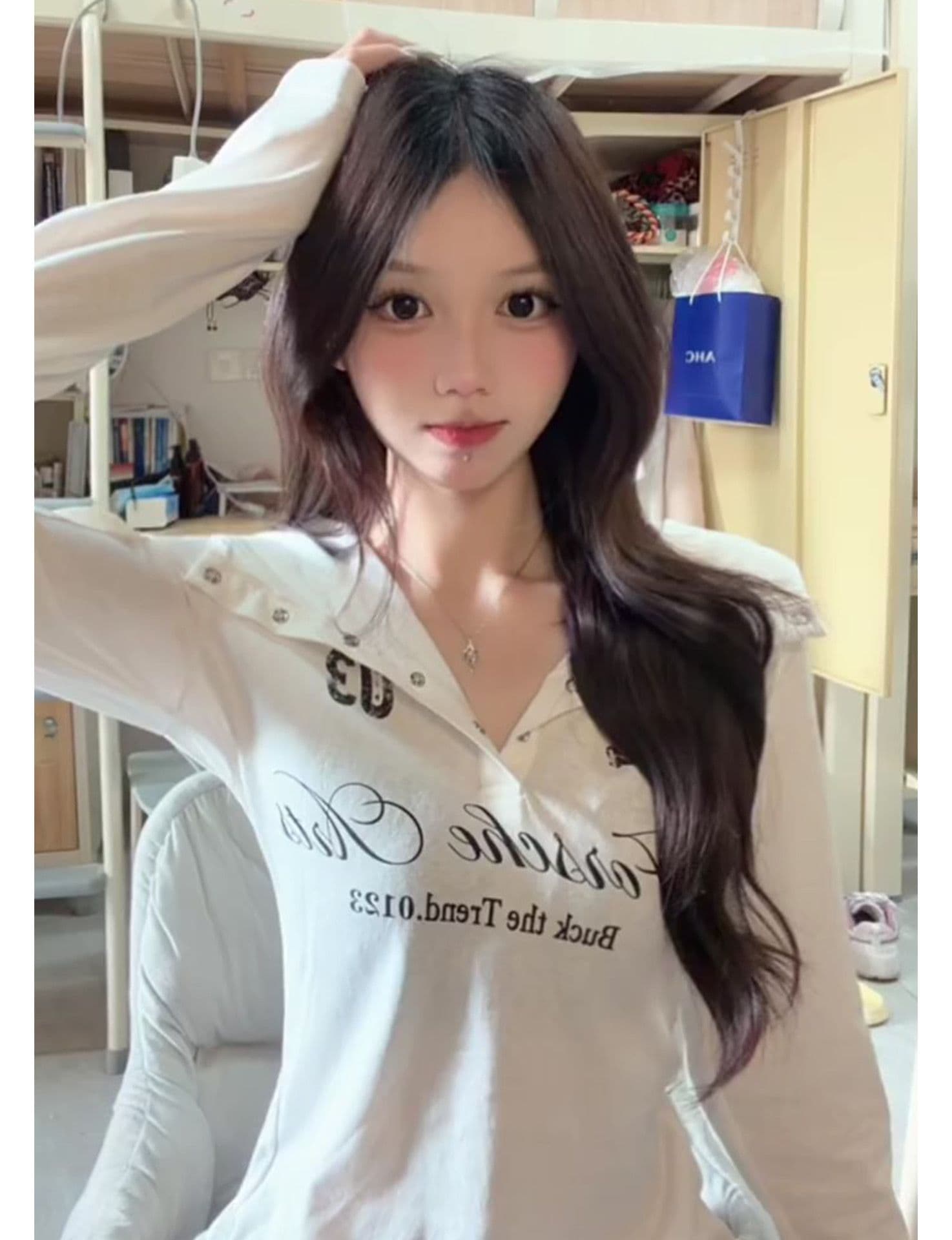 원본 솜씨 이중층 모자 광저우 눈꽃 면 자외선 차단 블라우스 여성 상세 이미지 2