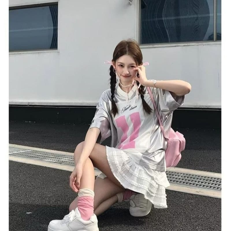 원본 솜씨 이후 패키지 칼라 광저우 원단 반팔 티셔츠 여성 이미지 5