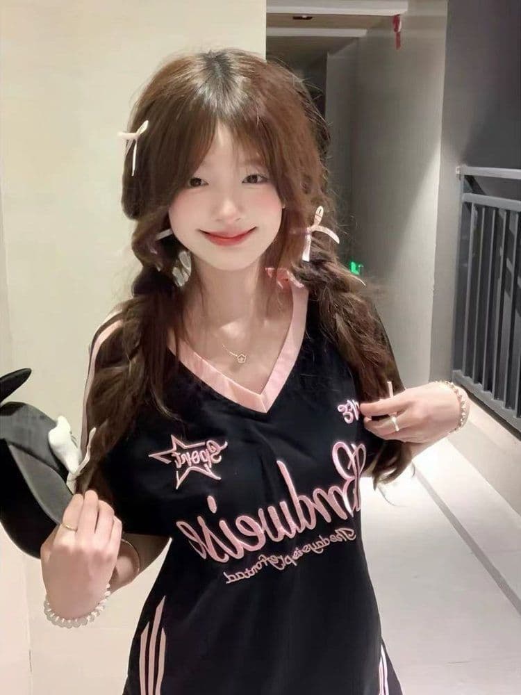 자수 네리 가게 천 순면 220 그램 반팔 티셔츠 여성