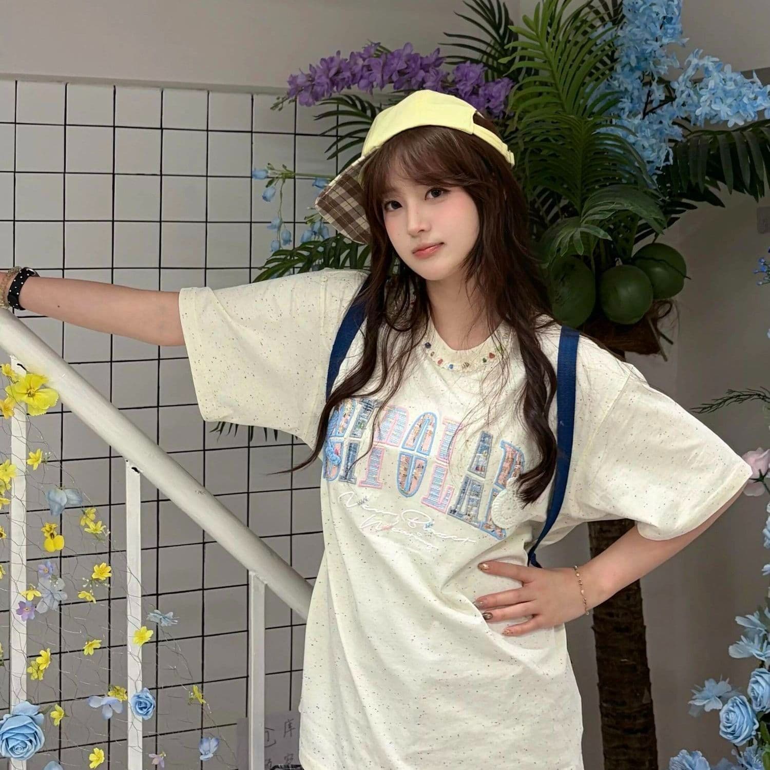 광저우 색상 포인트 원단 반팔 티셔츠 여성 이미지 5