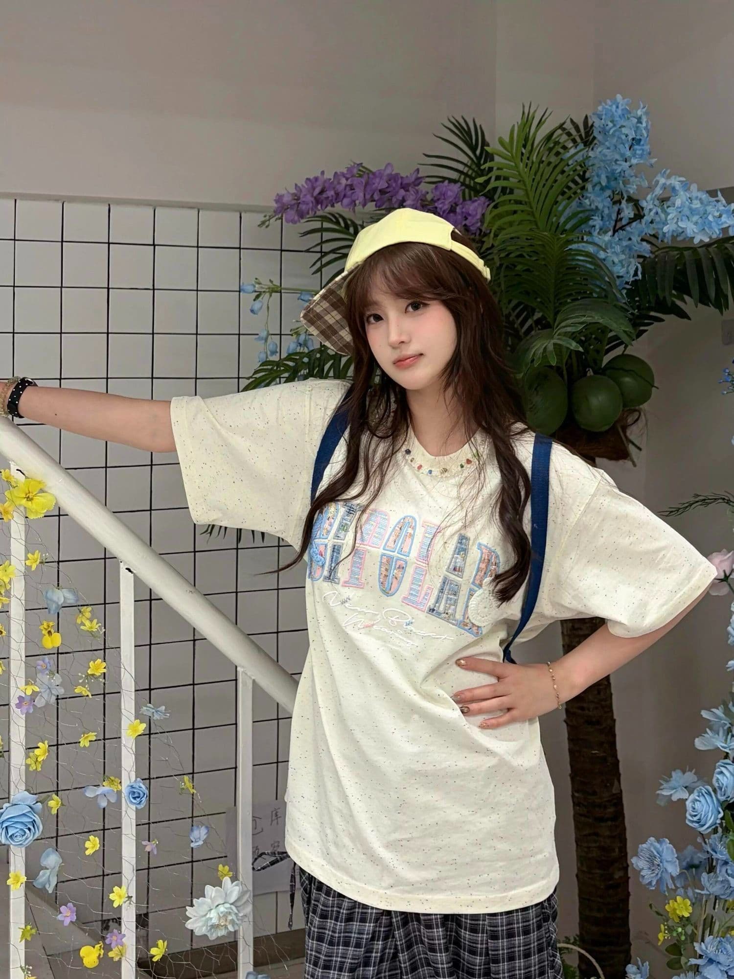 광저우 색상 포인트 원단 반팔 티셔츠 여성 상세 이미지 7