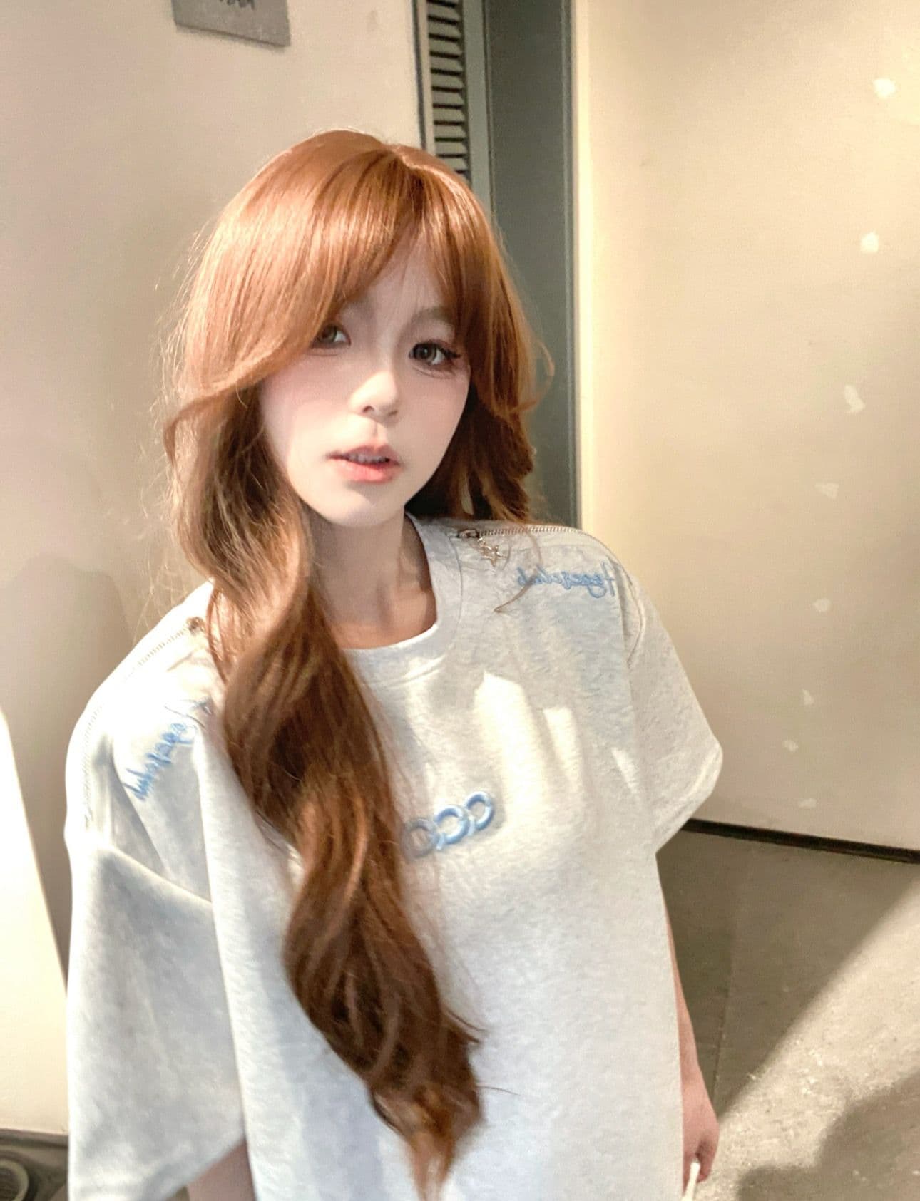 백금 지퍼 자수 네리 가게 천 220 그램 46 면 49 폴리 에스터 5 암모니아 Lun 반팔 여성 상세 이미지 3