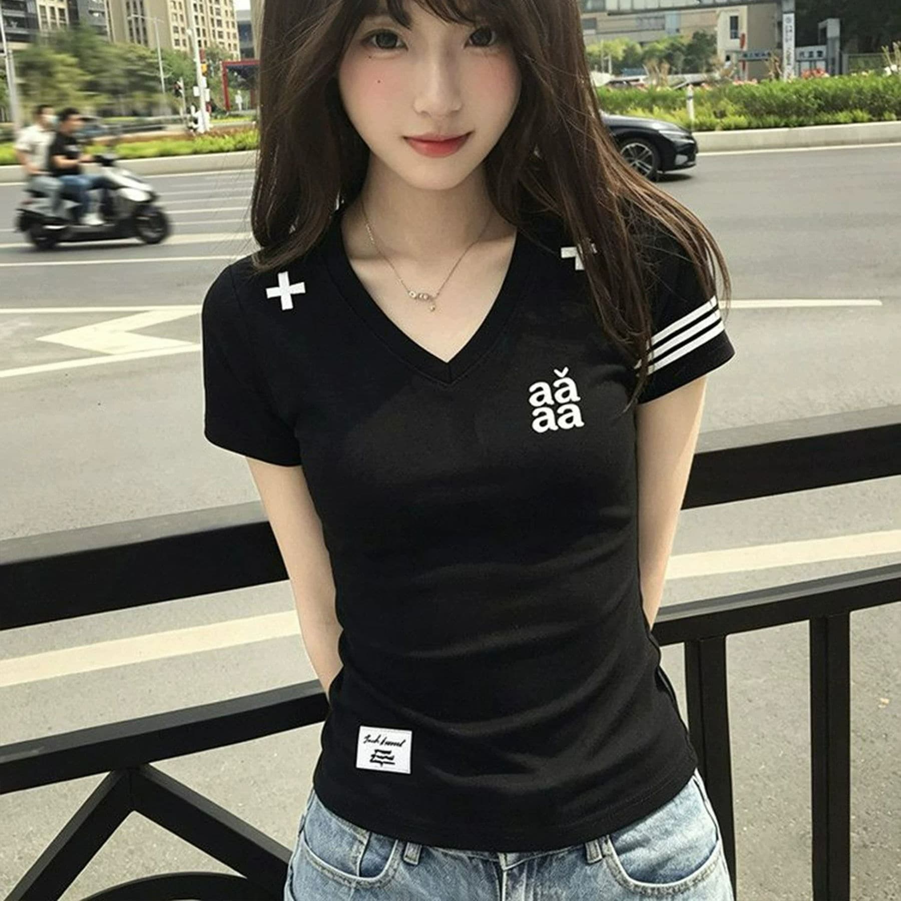 프린트 자수 네리 가게 천 40 오스트리아 세대 서울 210 그램 순면 반팔 여성 이미지 5