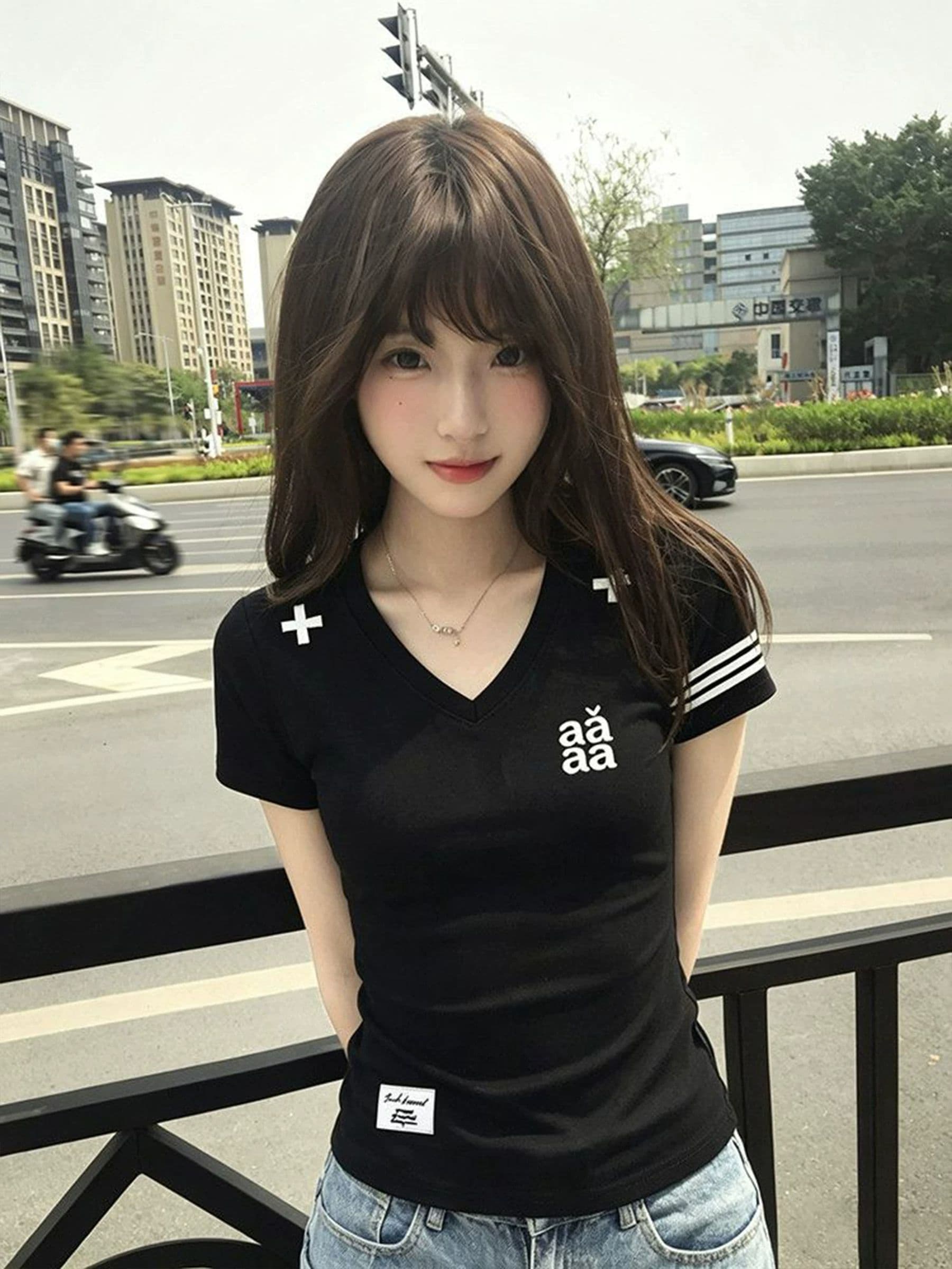 프린트 자수 네리 가게 천 40 오스트리아 세대 서울 210 그램 순면 반팔 여성 상세 이미지 2