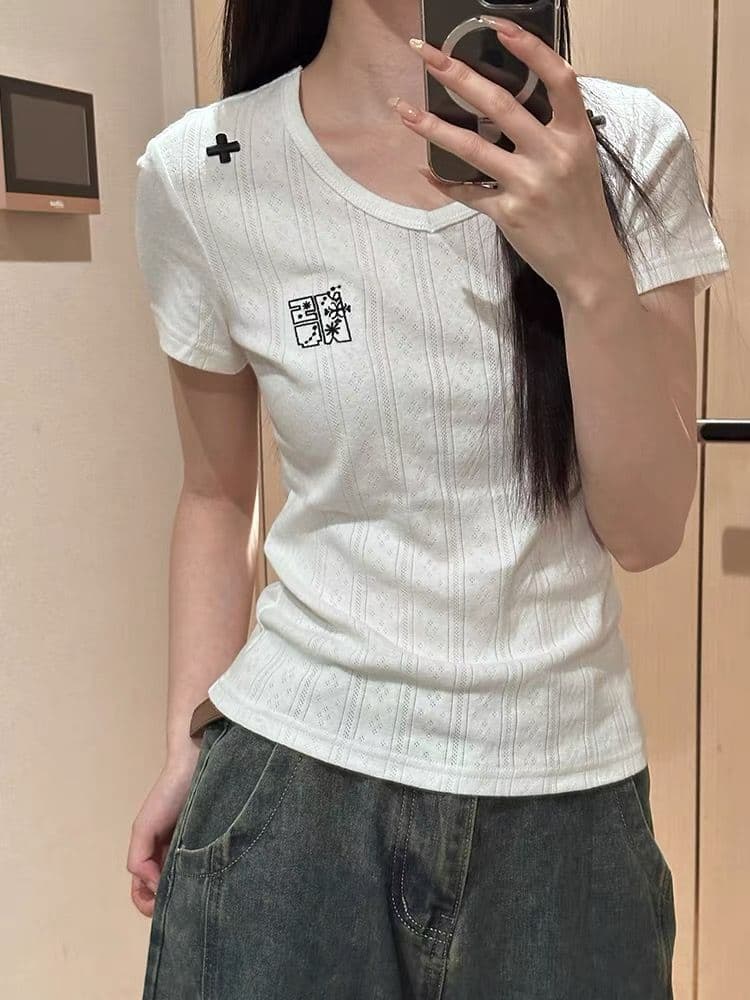 광저우 원본 원단 반팔 티셔츠 여성