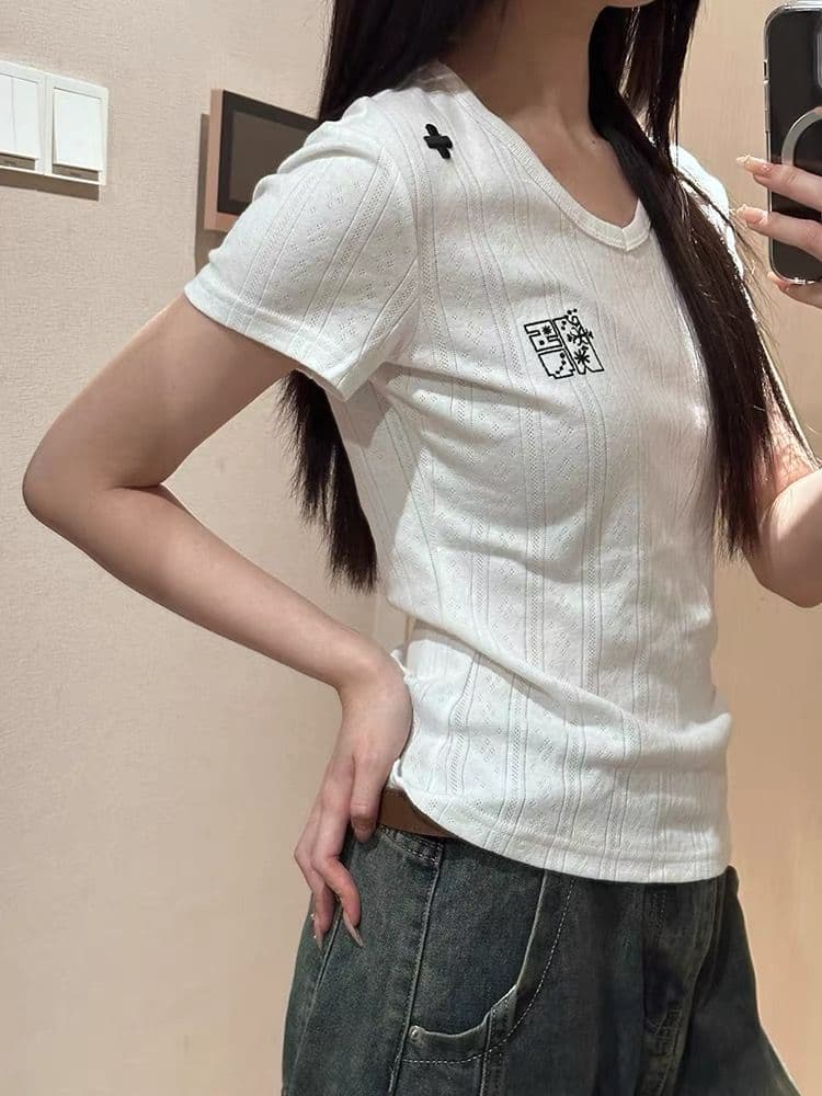 광저우 원본 원단 반팔 티셔츠 여성 이미지 3