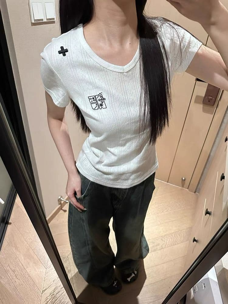 광저우 원본 원단 반팔 티셔츠 여성 상세 이미지 2