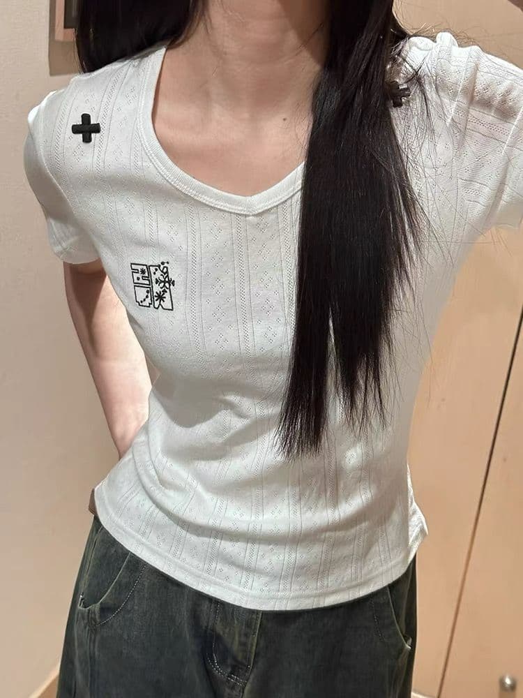 광저우 원본 원단 반팔 티셔츠 여성 상세 이미지 4