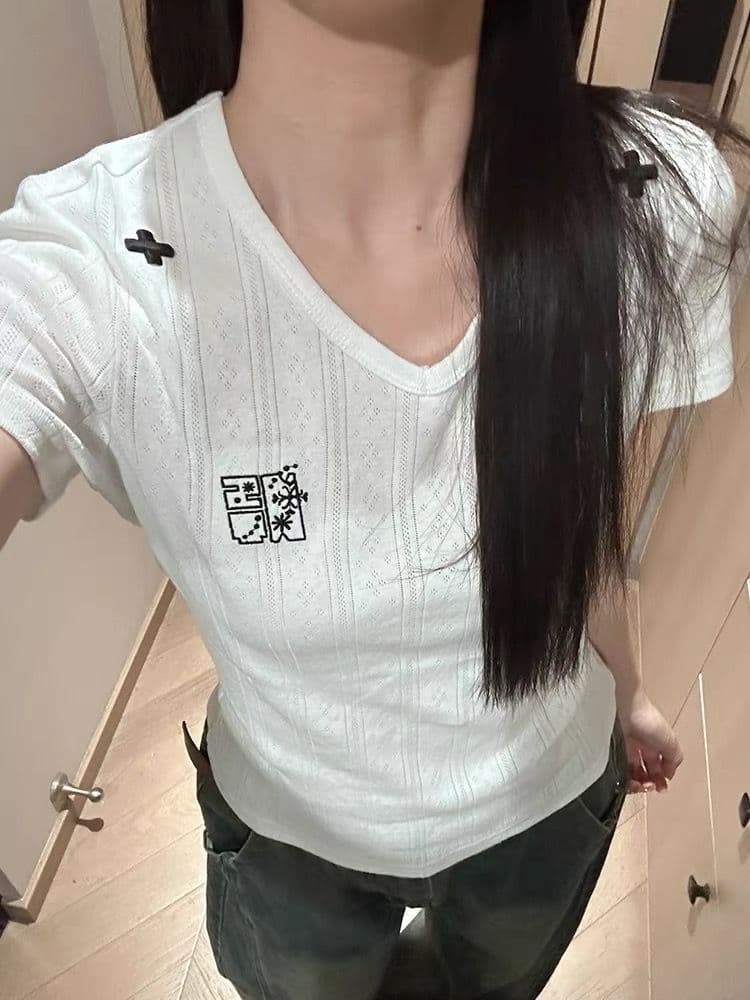 광저우 원본 원단 반팔 티셔츠 여성 상세 이미지 5