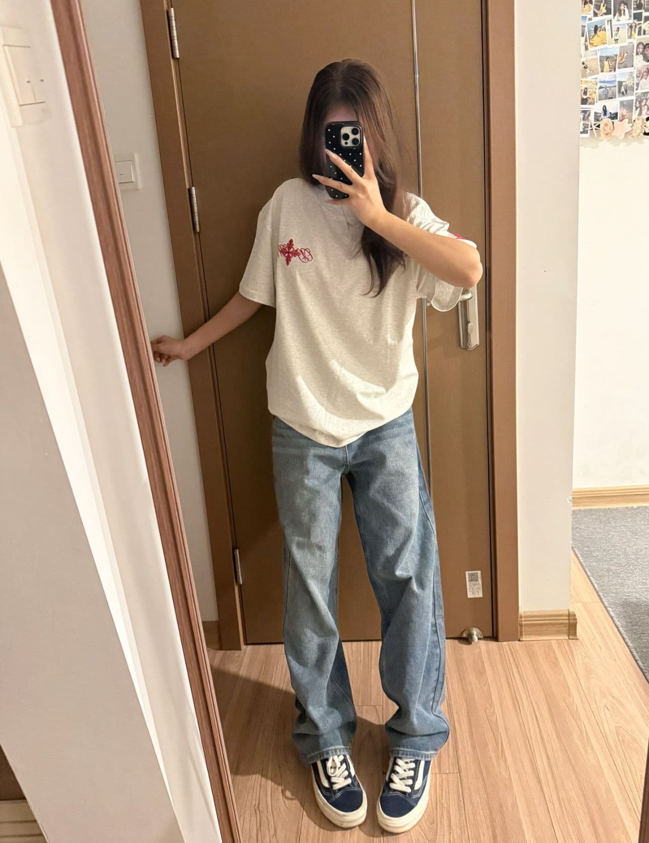 자수 네리 가게 천 순면 220 그램 빗질하다 닫기 반팔 티셔츠 여성 상세 이미지 6