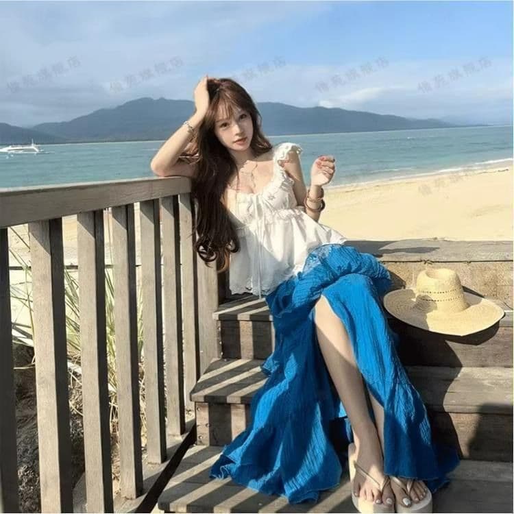 프랑스식 달콤함 품격 순수한 욕망 부드러운 연령 감소 슬립 점프 슈트 치마 몸매 가꾸기 슬림해 보이는 미니 스커트 여름 새로운 세트 상세 이미지 3