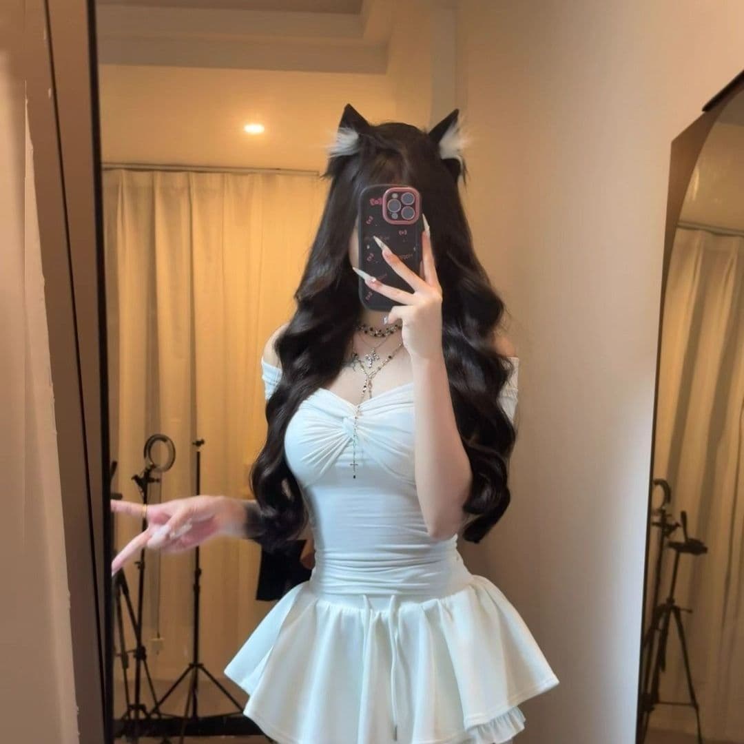 작은 키 착용 가져 가라. 여름 달콤함 순수한 욕망 바람 화이트 몸매 가꾸기 오프숄더 맨위 가져 가라. 퍼프 치마바지 투피스 슈트 이미지 3