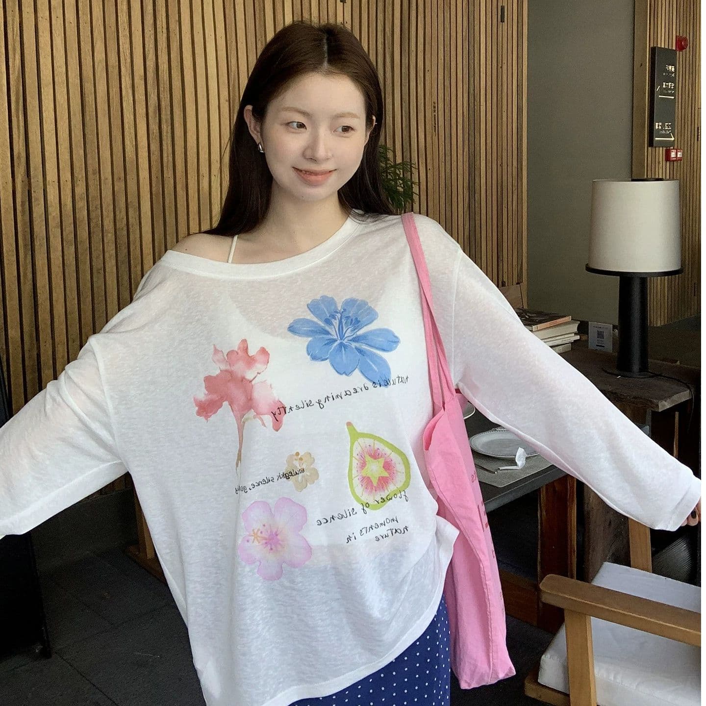 부티크 대나무 마디 리브 워터 마크 긴팔 블라우스 여성 여름 느긋한 차가운 센스 통기성 자외선 차단 망사 이미지 2