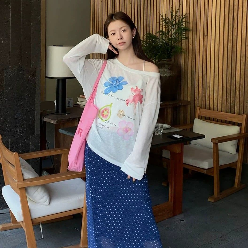부티크 대나무 마디 리브 워터 마크 긴팔 블라우스 여성 여름 느긋한 차가운 센스 통기성 자외선 차단 망사 상세 이미지 2