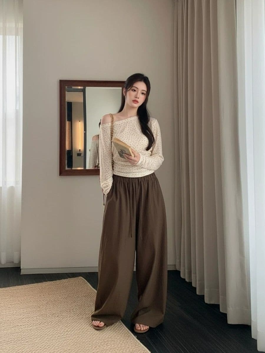 더블 색상 주간 실크 리브 네클라인 두 바늘 새로운 다용도 허리 수축 슬림해 보이는 자외선 차단 블라우스 맨위 상세 이미지 4