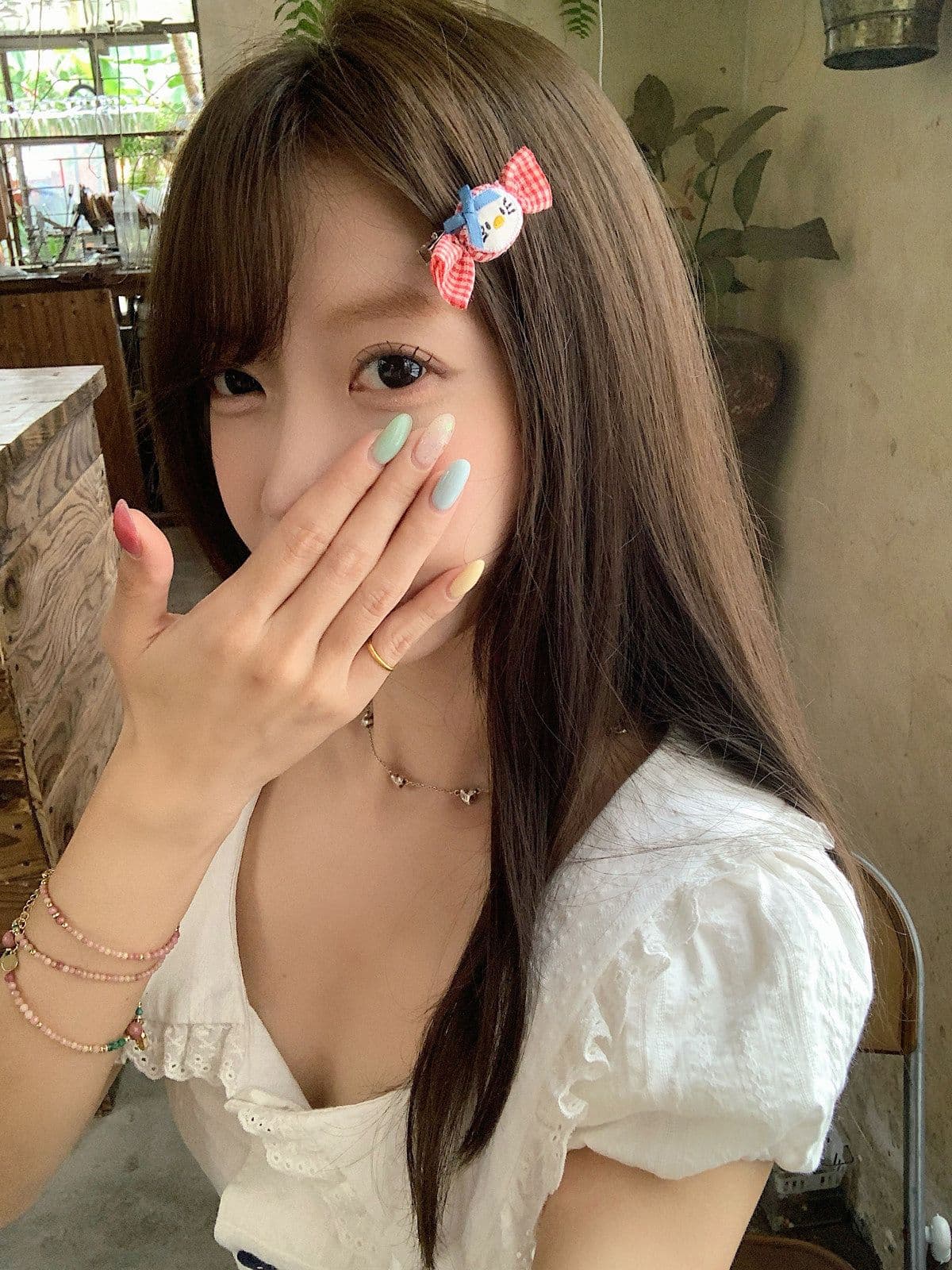 프랑스식 달콤함 베이비 칼라 허리 수축 스트랩 거품 소매 맨위 여성 봄 여름 새로운 도트 무늬 반신 스커트 투피스 슈트 상세 이미지 11