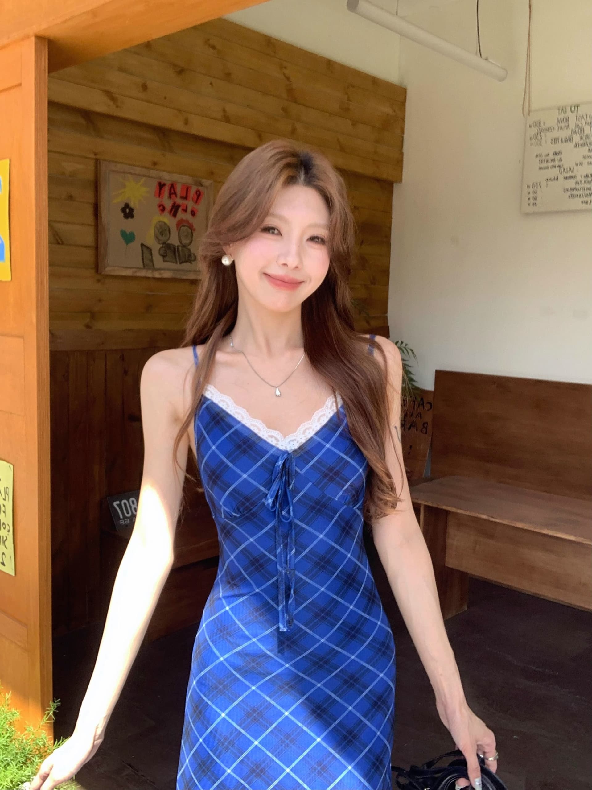 프랑스식 레트로 체크무늬 슬립 드레스 2026 여름 새로운 패션 핫걸 바람 디자인 센스 몸매 가꾸기 롱 스커트 여성 상세 이미지 14