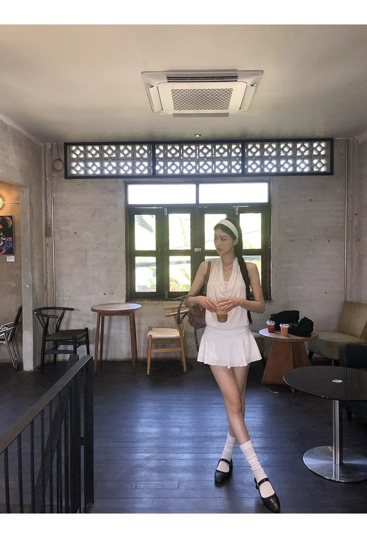 화이트 여성 드레스 여름 2026 새로운 행침 목 슬립 프랑스식 작은 키 고급 센스 슬림해 보이는 타이트 스커트 짧은 치마 상세 이미지 26
